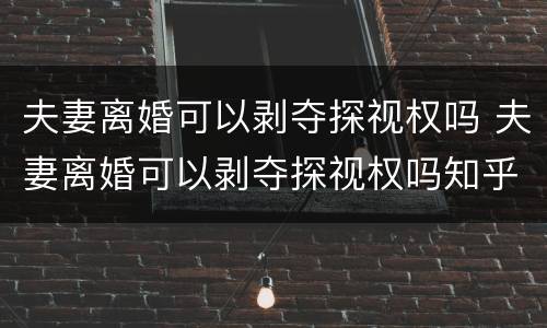 夫妻离婚可以剥夺探视权吗 夫妻离婚可以剥夺探视权吗知乎