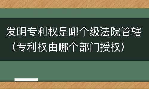 发明专利权是哪个级法院管辖（专利权由哪个部门授权）