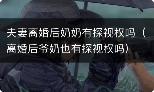 夫妻离婚后奶奶有探视权吗（离婚后爷奶也有探视权吗）