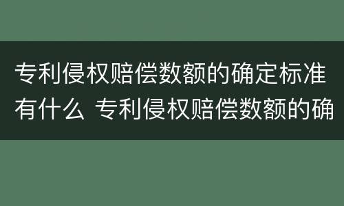 专利侵权赔偿数额的确定标准有什么 专利侵权赔偿数额的确定标准有什么要求