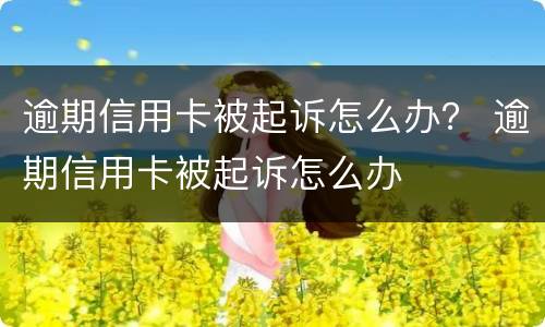 逾期信用卡被起诉怎么办？ 逾期信用卡被起诉怎么办