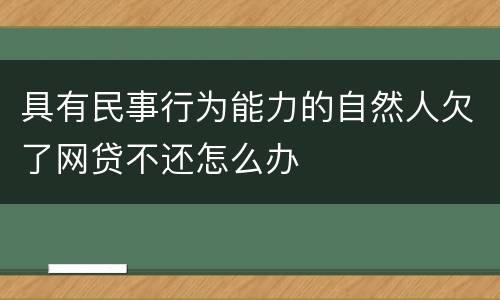 具有民事行为能力的自然人欠了网贷不还怎么办