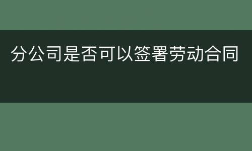 分公司是否可以签署劳动合同