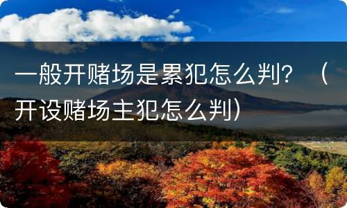 一般开赌场是累犯怎么判？（开设赌场主犯怎么判）