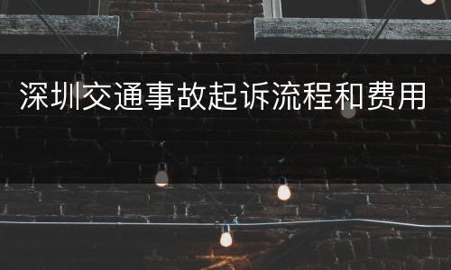 深圳交通事故起诉流程和费用