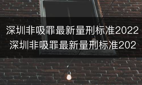 深圳非吸罪最新量刑标准2022 深圳非吸罪最新量刑标准2022年