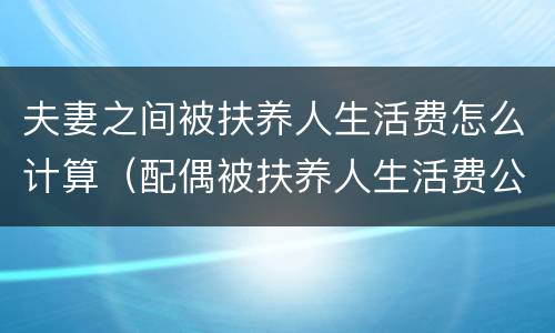 夫妻之间被扶养人生活费怎么计算（配偶被扶养人生活费公式）