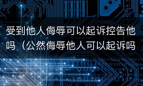受到他人侮辱可以起诉控告他吗（公然侮辱他人可以起诉吗）