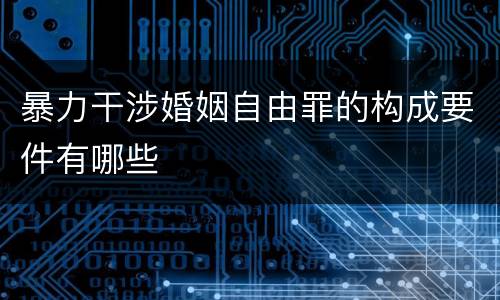 暴力干涉婚姻自由罪的构成要件有哪些