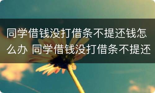 同学借钱没打借条不提还钱怎么办 同学借钱没打借条不提还钱怎么办呢