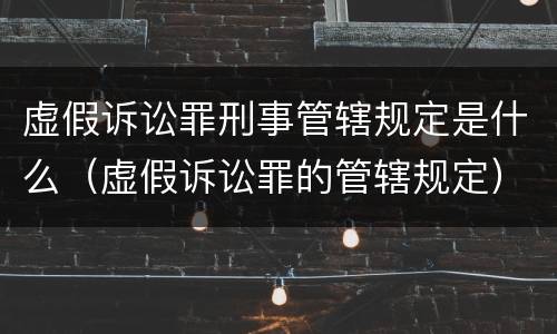 虚假诉讼罪刑事管辖规定是什么（虚假诉讼罪的管辖规定）