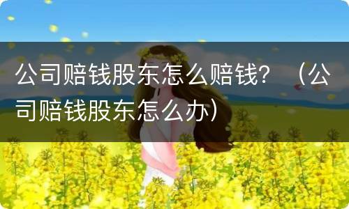 公司赔钱股东怎么赔钱？（公司赔钱股东怎么办）