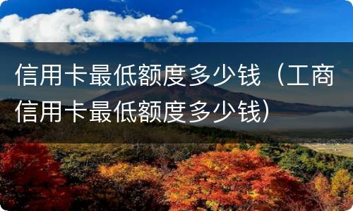 信用卡最低额度多少钱（工商信用卡最低额度多少钱）