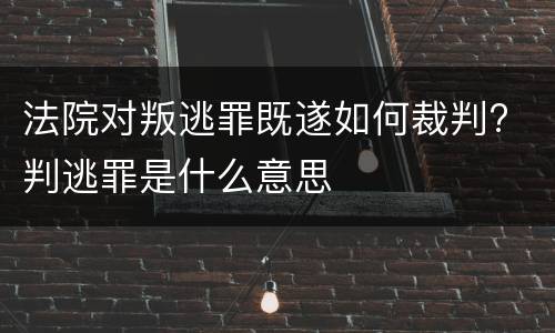 法院对叛逃罪既遂如何裁判? 判逃罪是什么意思