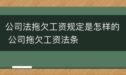 公司法拖欠工资规定是怎样的 公司拖欠工资法条