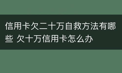 信用卡欠二十万自救方法有哪些 欠十万信用卡怎么办