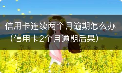 信用卡连续两个月逾期怎么办（信用卡2个月逾期后果）