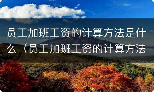 员工加班工资的计算方法是什么（员工加班工资的计算方法是什么法规）