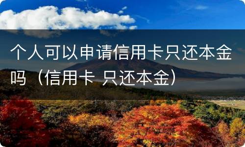 个人可以申请信用卡只还本金吗（信用卡 只还本金）