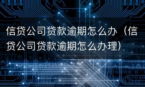 信贷公司贷款逾期怎么办（信贷公司贷款逾期怎么办理）