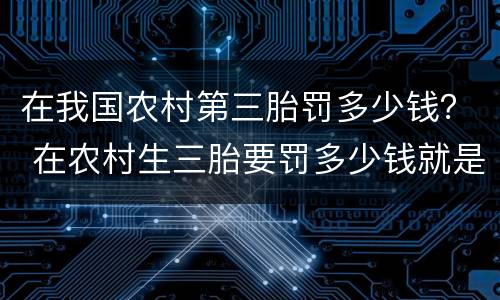 在我国农村第三胎罚多少钱？ 在农村生三胎要罚多少钱就是现在