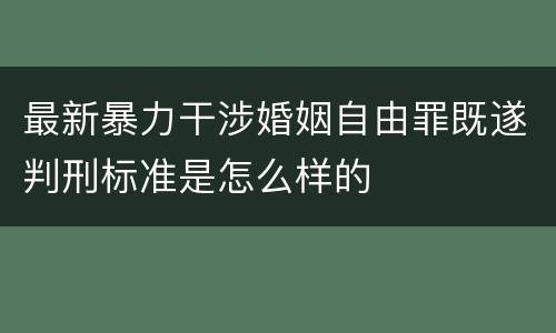 最新暴力干涉婚姻自由罪既遂判刑标准是怎么样的