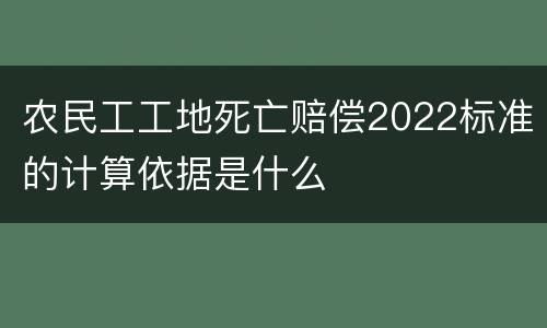 农民工工地死亡赔偿2022标准的计算依据是什么