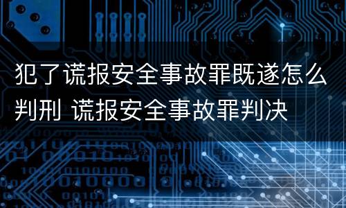 犯了谎报安全事故罪既遂怎么判刑 谎报安全事故罪判决