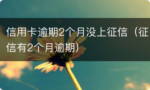 信用卡逾期2个月没上征信（征信有2个月逾期）