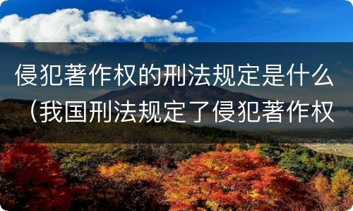 侵犯著作权的刑法规定是什么（我国刑法规定了侵犯著作权罪吗）