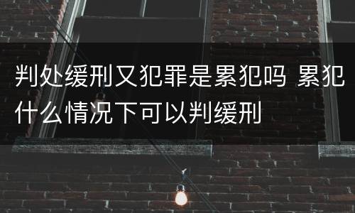 判处缓刑又犯罪是累犯吗 累犯什么情况下可以判缓刑