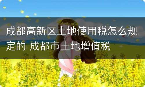 成都高新区土地使用税怎么规定的 成都市土地增值税