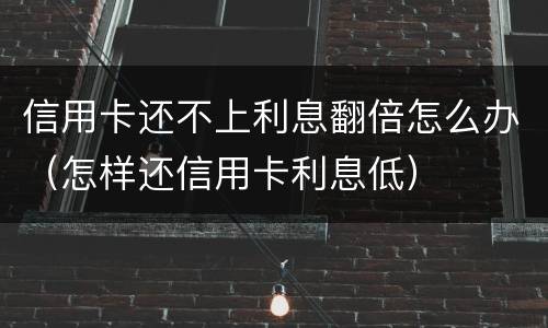 信用卡还不上利息翻倍怎么办（怎样还信用卡利息低）