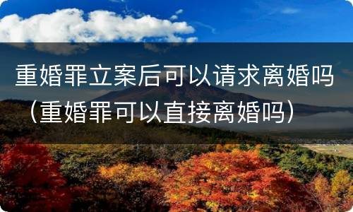 重婚罪立案后可以请求离婚吗（重婚罪可以直接离婚吗）