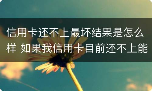 信用卡还不上最坏结果是怎么样 如果我信用卡目前还不上能怎么样