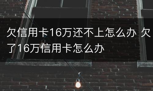 欠信用卡16万还不上怎么办 欠了16万信用卡怎么办