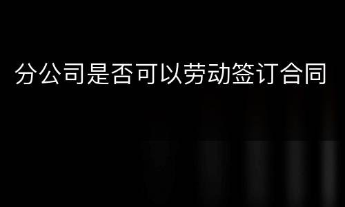 分公司是否可以劳动签订合同