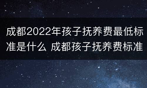 成都2022年孩子抚养费最低标准是什么 成都孩子抚养费标准是多少
