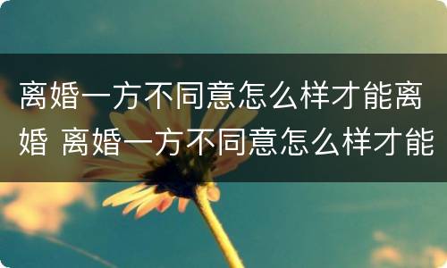 离婚一方不同意怎么样才能离婚 离婚一方不同意怎么样才能离婚并起诉