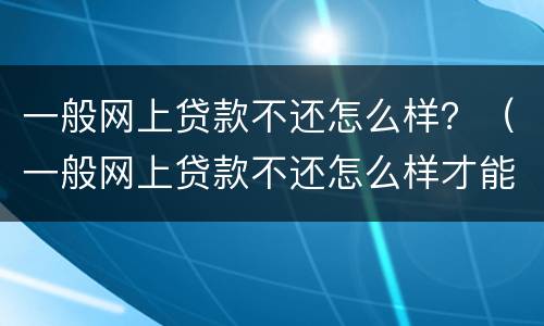 一般网上贷款不还怎么样？（一般网上贷款不还怎么样才能起诉）