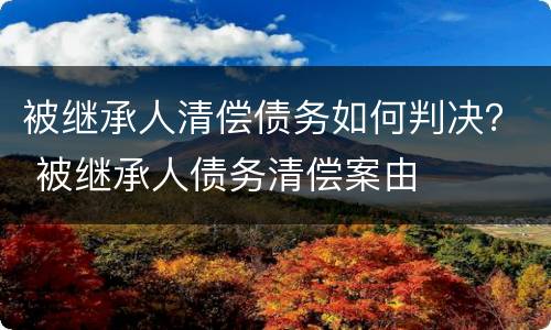被继承人清偿债务如何判决？ 被继承人债务清偿案由