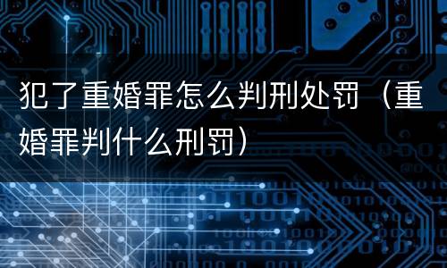 犯了重婚罪怎么判刑处罚（重婚罪判什么刑罚）