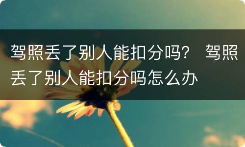 驾照丢了别人能扣分吗？ 驾照丢了别人能扣分吗怎么办
