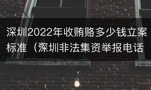 深圳2022年收贿赂多少钱立案标准（深圳非法集资举报电话）