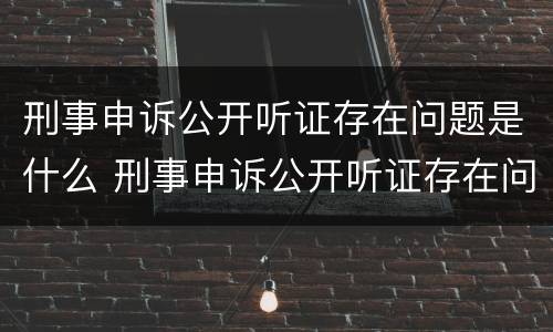 刑事申诉公开听证存在问题是什么 刑事申诉公开听证存在问题是什么意思