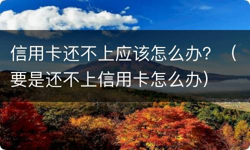 信用卡还不上应该怎么办？（要是还不上信用卡怎么办）
