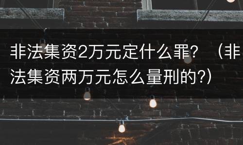 非法集资2万元定什么罪？（非法集资两万元怎么量刑的?）
