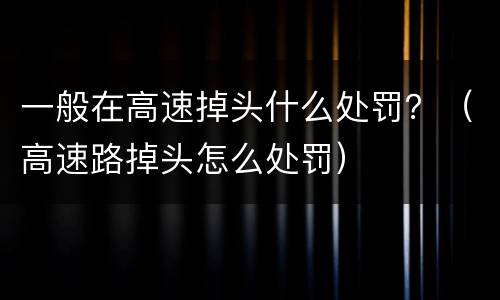 一般在高速掉头什么处罚？（高速路掉头怎么处罚）