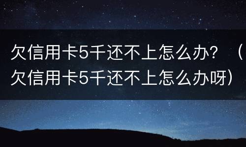 欠信用卡5千还不上怎么办？（欠信用卡5千还不上怎么办呀）