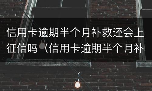信用卡逾期半个月补救还会上征信吗（信用卡逾期半个月补救还会上征信吗贴吧）